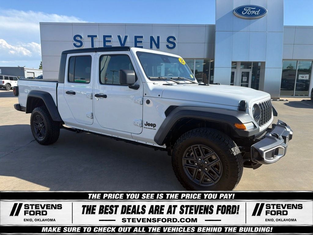 2025 Jeep Gladiator Sport S in Bright White Clearcoat — front three-quarter view