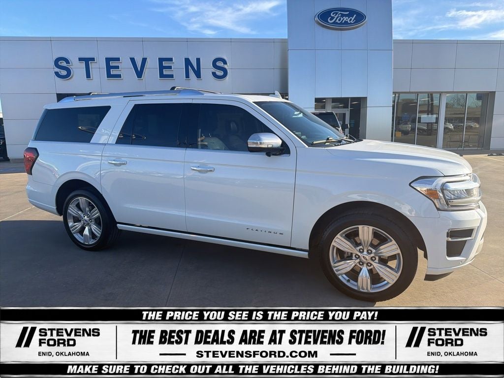 2023 Ford Expedition Max Platinum in White Metallic — front three-quarter view