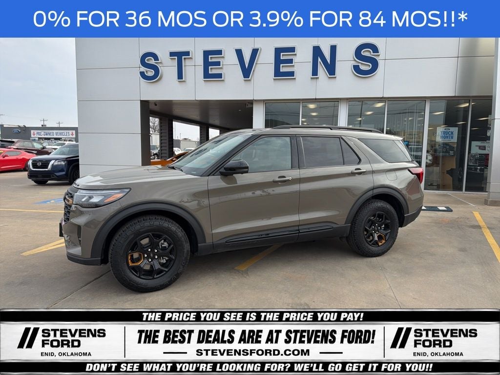 2026 Ford Explorer Tremor in Marsh Gray — front three-quarter view
