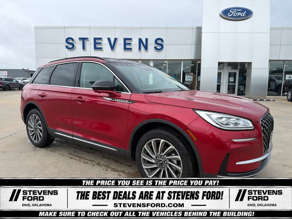 2025 Lincoln Corsair Reserve in Red Carpet Metallic Tinted Clearcoat — front three-quarter view